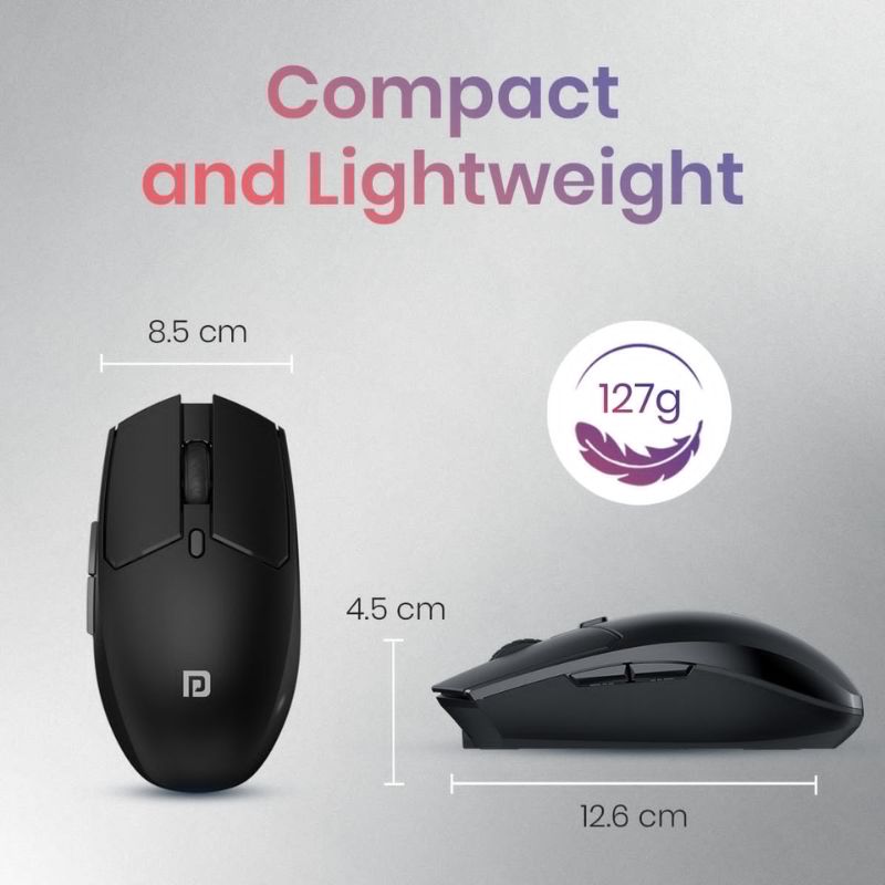 Portronics Toad 36 Wireless Mouse | 2.4 GHz | Rechargeable Type-C | Adjustable 800–1600 DPI | 6-Button Ergonomic Design | Plug & Play