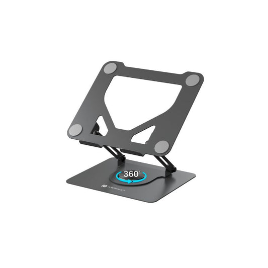 Portronics My Buddy K11 Laptop Stand | Multi-Angle Adjustable | 360° Rotatable Base | Ventilated Board | Anti-Slip Silicone Pads | Supports Laptops Up to 17″ | Carbon-Steel Build | Black