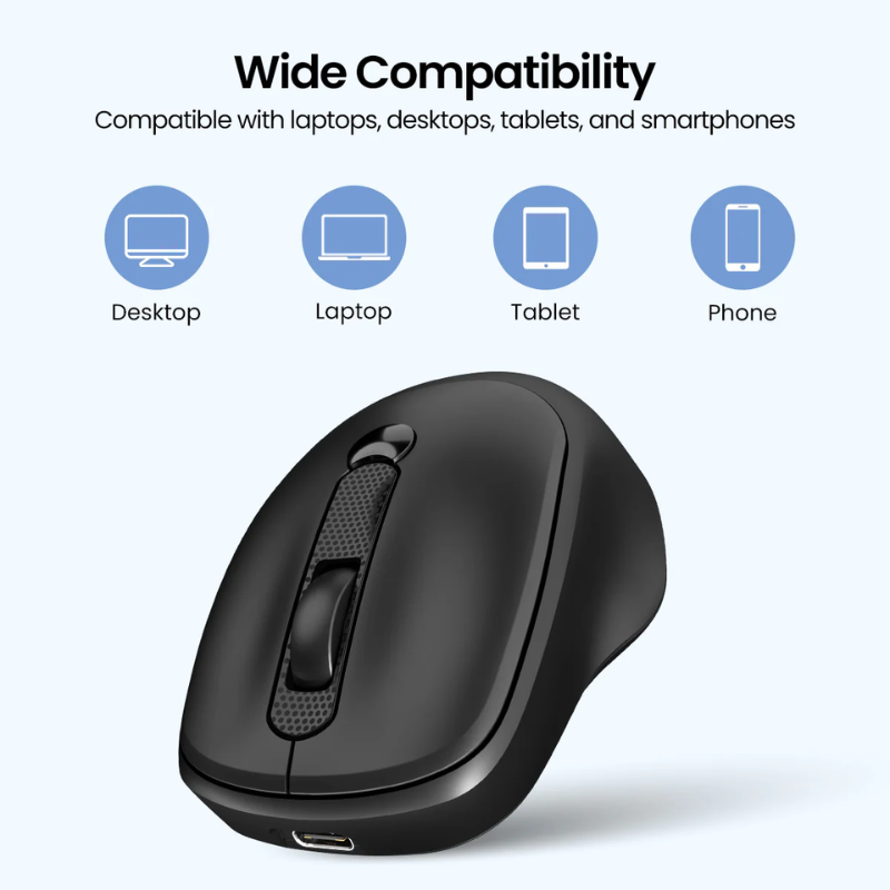 Portronics Toad 7 Wireless Mouse | Bluetooth + 2.4 GHz | Adjustable Up to 3200 DPI | Silent Clicks | Rechargeable Type‑C Battery | Ergonomic & Lightweight | Plug & Play