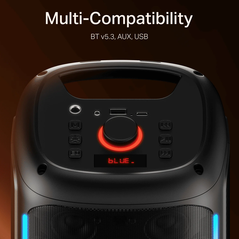 boAt Partypal 30| Wired Mic for Karaoke| 6H Battery| RGB LED| TWS Mode| EQ Modes 25 W Bluetooth Party Speaker