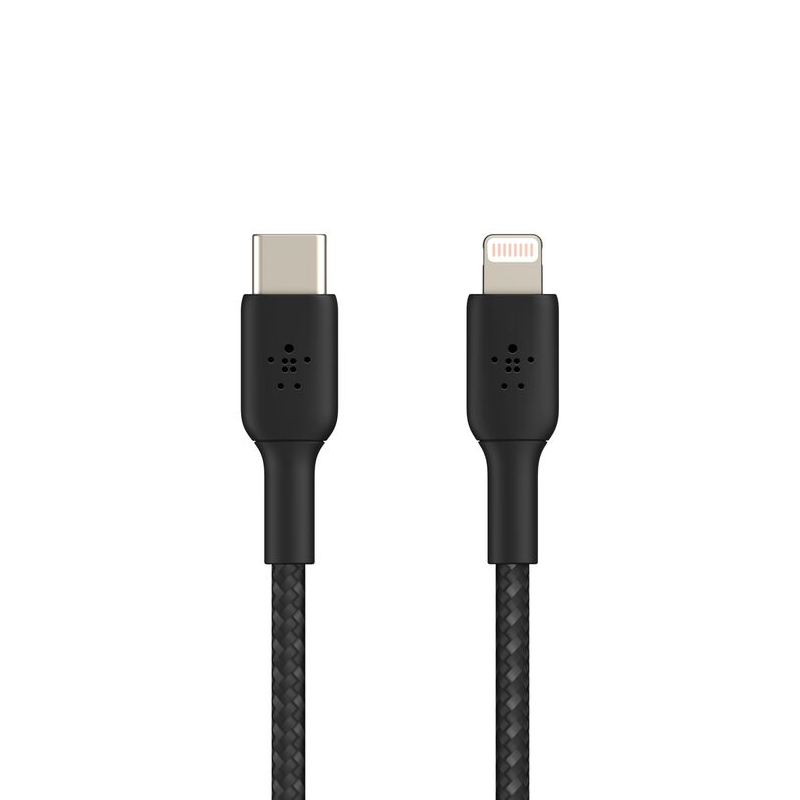 Belkin Braided USB-C to Lightning Cable| 3.3ft| Black| Supports fast charging| Tested to withstand 30,000 bends for ultimate longevity| 2 years warranty