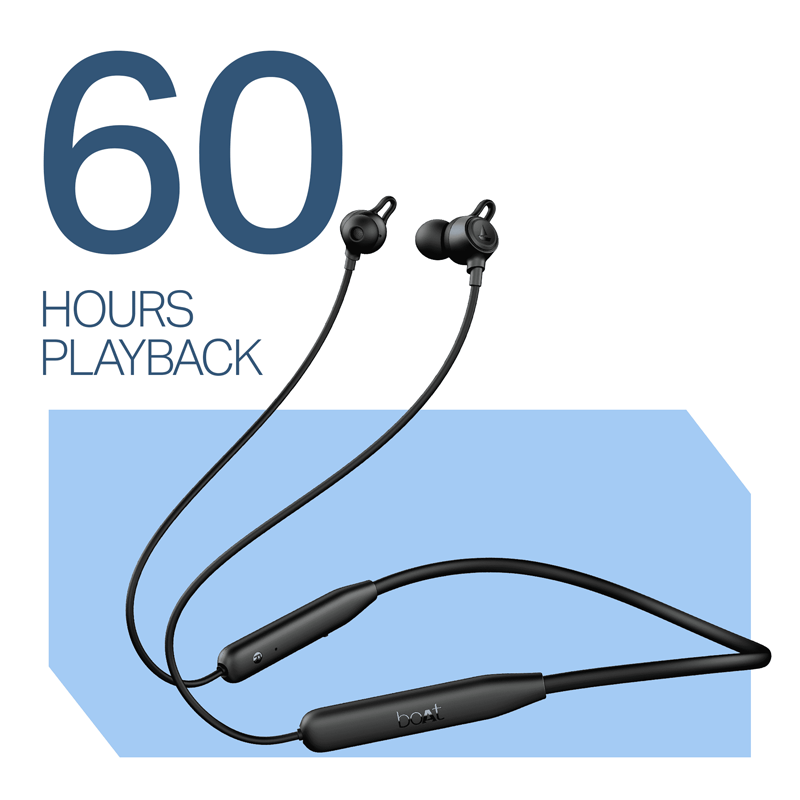 boAt Rockerz 200 Neckband with Environmental Noise Cancellation |IPX5 Water & Sweat Resistant| 60 Hours Playtime| Active Black