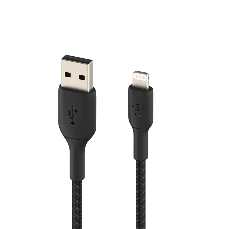 Belkin Apple Certified Lightning To USB A| USB Cable| 6.6 Feet (2M) Charge| Sync Cable For Iphone, Ipad, Air Pods, Tablet | Black| 2 years warranty