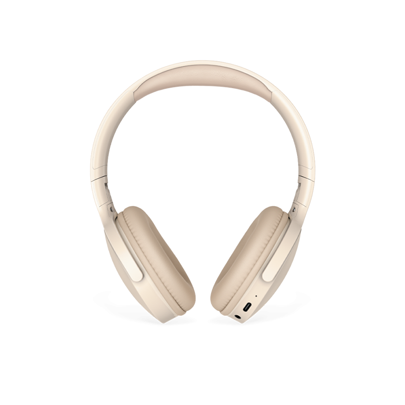 FINGERS Rock-n-Roll H6 On-Ear Bluetooth Headphones with Mic |12 Hours Playtime, 40mm Neodymium Drivers, Leatherette Headband, Bluetooth® v5.4 | FM Radio | MicroSD | AUX| Beige