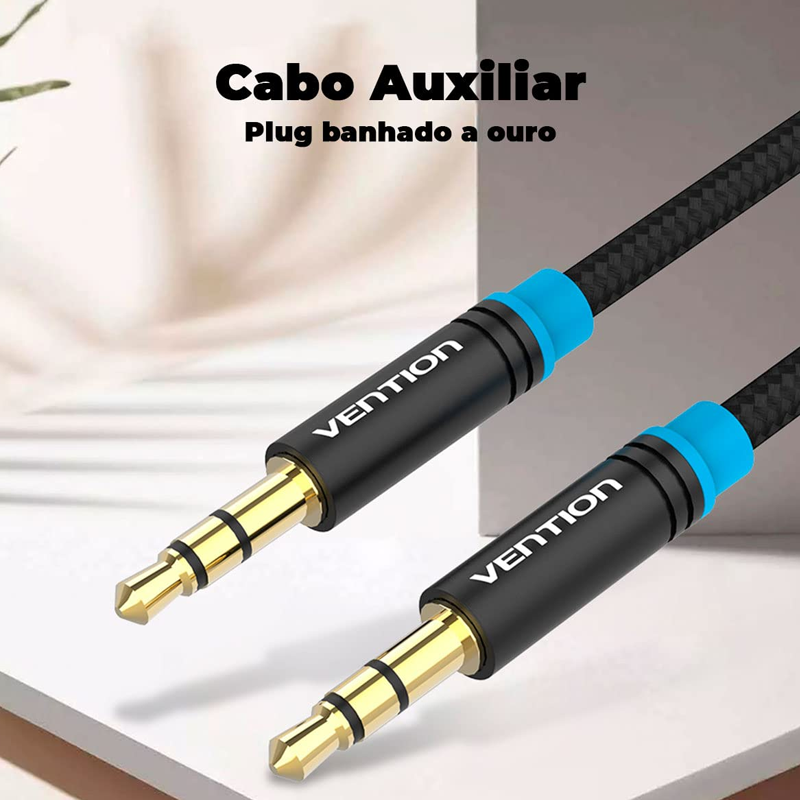 Vention Aux Cable 3.5mm Audio Cable 3.5 mm Jack Male to Male Stereo Aux Cable Cotton Braid externally Lead Braided for Car Stereos| Smartphone| Speaker| Headphone 1M