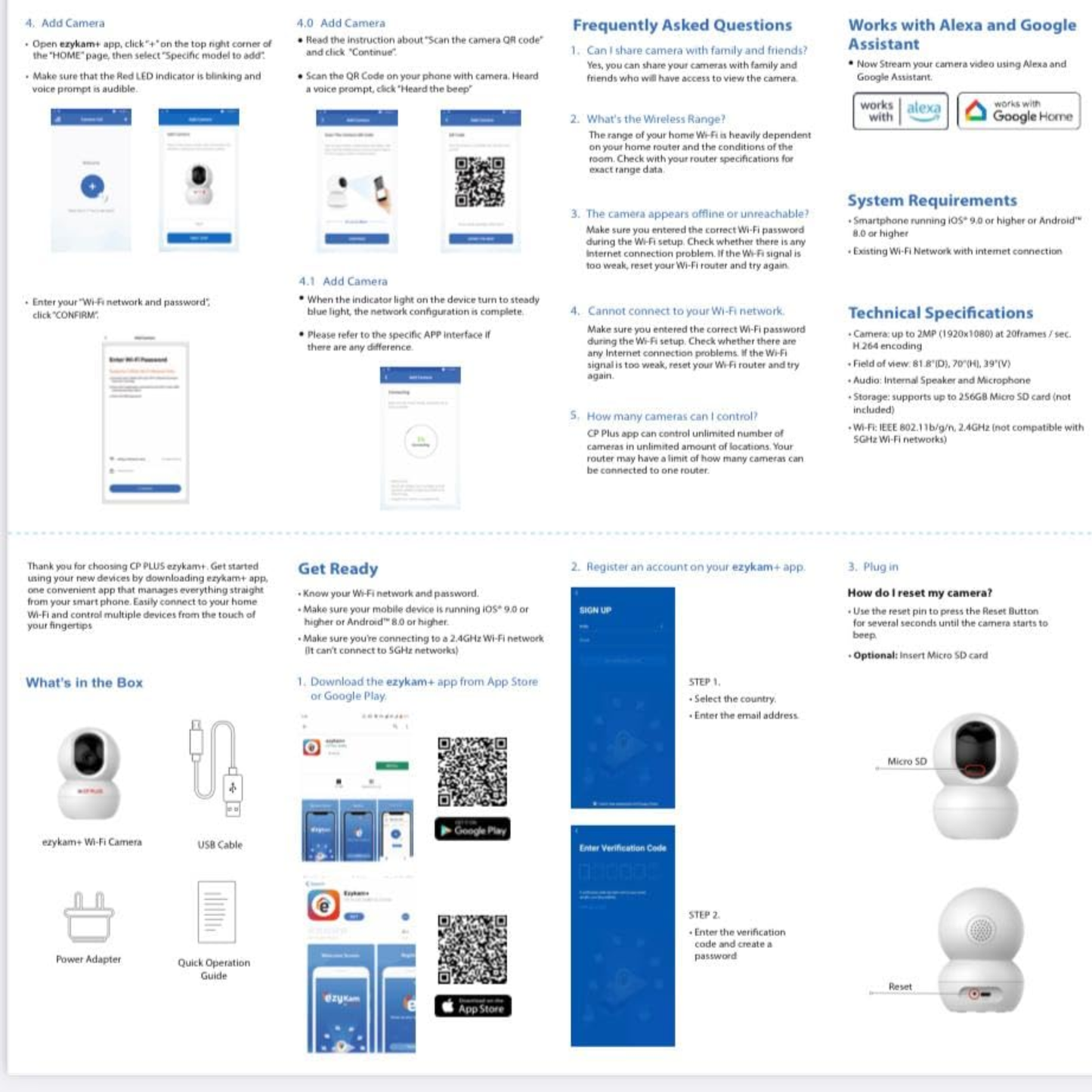 CP PLUS 2MP Wi-Fi PT Camera|CP-E28Q| IR Distance of 15 Mtr|4mm Lens| WIIFI support| Works with Google Home| Indoor usage