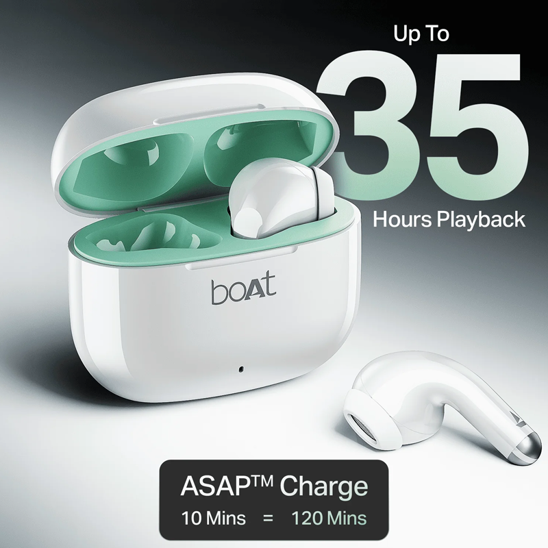 boAt Airdopes 101v2| 35H Battery| ENx Tech| 13mm Drivers| ASAP Charge| Flex-Fit Ear Tips| Stream Ad Free Music via App Support| Bluetooth Earbuds| TWS Ear Buds Wireless Earphones with mic