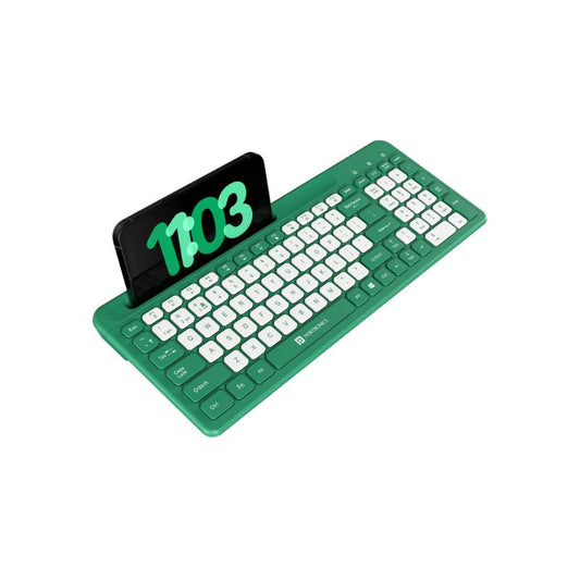 Portronics Bubble Square Wireless Keyboard (POR 2205) | Dual 2.4 GHz & Bluetooth 5.3 Connectivity | Full‑Size Multimedia Keyboard with Smartphone Holder | Multi‑Device Pairing & Hotkeys for Windows, macOS & Android