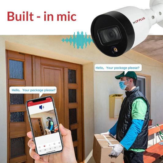 CP PLUS 2MP Full HD IP Outdoor Bullet Camera | STQC Model | Model: CP-UNC-TA21L3C-LQ | Color Night Vision | IR Night Vision | 3.6mm Fixed Lens | Built-in Mic | IP67 Weatherproof