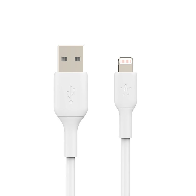 Belkin Apple Certified Lightning To USB A| USB Cable| 6.6 Feet (2M) Charge| Sync Cable For Iphone, Ipad, Air Pods, Tablet |White| 2 years warranty