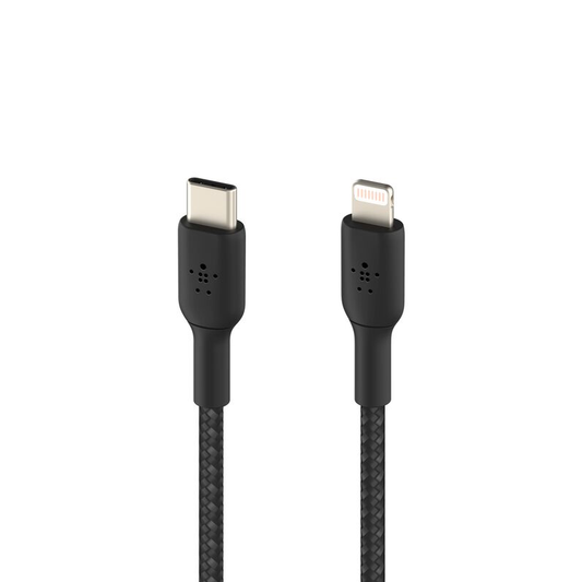 Belkin Braided USB-C to Lightning Cable| 3.3ft| Black| Supports fast charging| Tested to withstand 30,000 bends for ultimate longevity| 2 years warranty