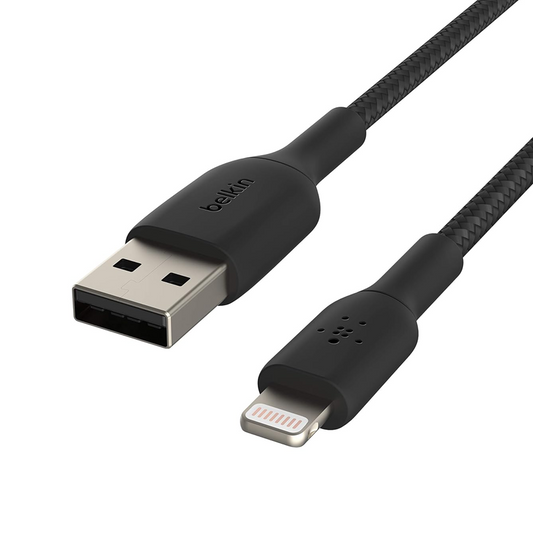 Belkin Apple Certified Lightning To USB A| USB Cable| 6.6 Feet (2M) Charge| Sync Cable For Iphone, Ipad, Air Pods, Tablet | Black| 2 years warranty