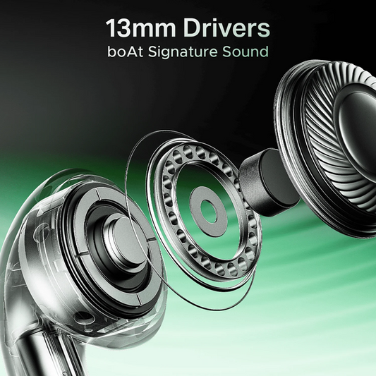 boAt Airdopes 101v2| 35H Battery| ENx Tech| 13mm Drivers| ASAP Charge| Flex-Fit Ear Tips| Stream Ad Free Music via App Support| Bluetooth Earbuds| TWS Ear Buds Wireless Earphones with mic