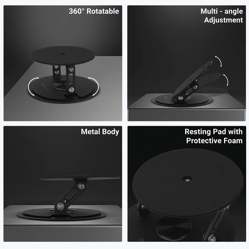 Zebronics ZEB-PSH05 360° Rotatable Table Top Projector Stand | Heavy-Duty Metal Build, Anti-Slip Pads, Supports up to 5 kg | Foldable & Adjustable Projector Stan