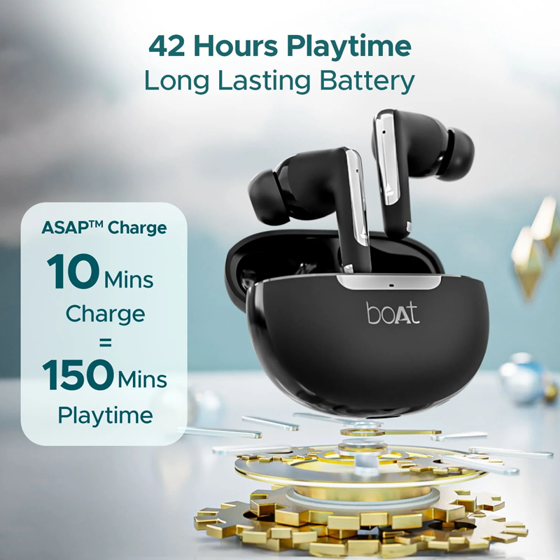 boAt Airdopes 141 Elite ANC| 4Mics ENx Tech| 42H Battery| Fast Charge| Stream Ad Free Music via App Support| IPX5| Bluetooth Earbuds| TWS Ear Buds Wireless Earphones with mic