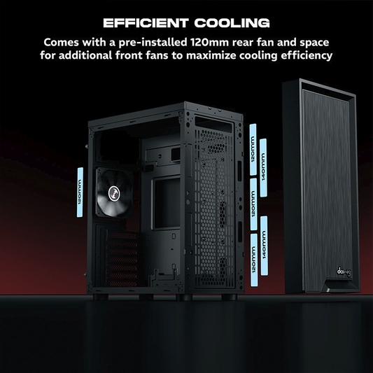 daWg W-V Series 210 Computer Case (Black) | Mid Tower PC Cabinet | Micro-ATX & Mini-ITX Compatible | Durable Metal Chassis | Home, Office & Gaming PC Build
