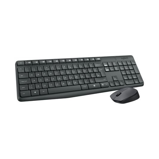 Logitech MK235 Wireless Keyboard and Mouse Combo| Grey| Ambidextrous| Optical