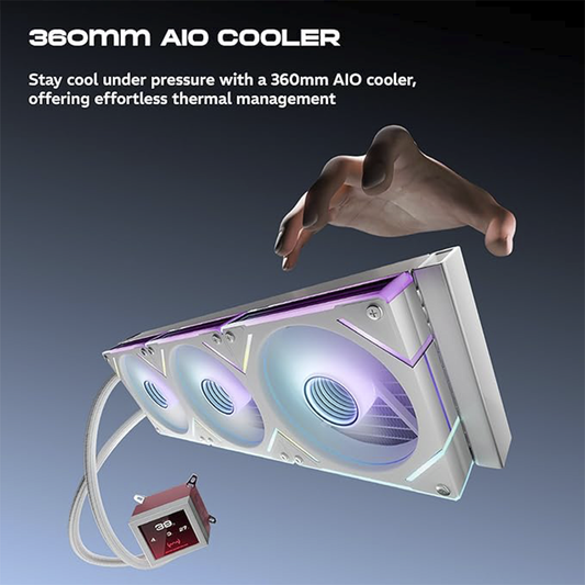 daWg W-L360AIO 360MM AIO Liquid CPU Cooler (White) | Triple 120mm Fans | Intel & AMD Compatible | High-Performance Water Cooling for Gaming & Workstation PCs