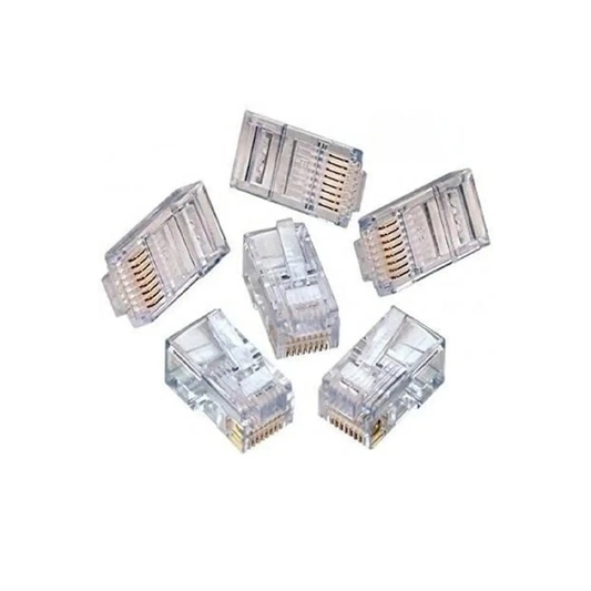 Dlink RJ45 Connector 8P8C Modular Plug | Cat5/Cat5e/Cat6 Compatible, Gold-Plated Contacts, Clear Plastic Housing, Crimp Type for Ethernet Cables, LAN, Routers, Switches, IP Cameras & Network Installations