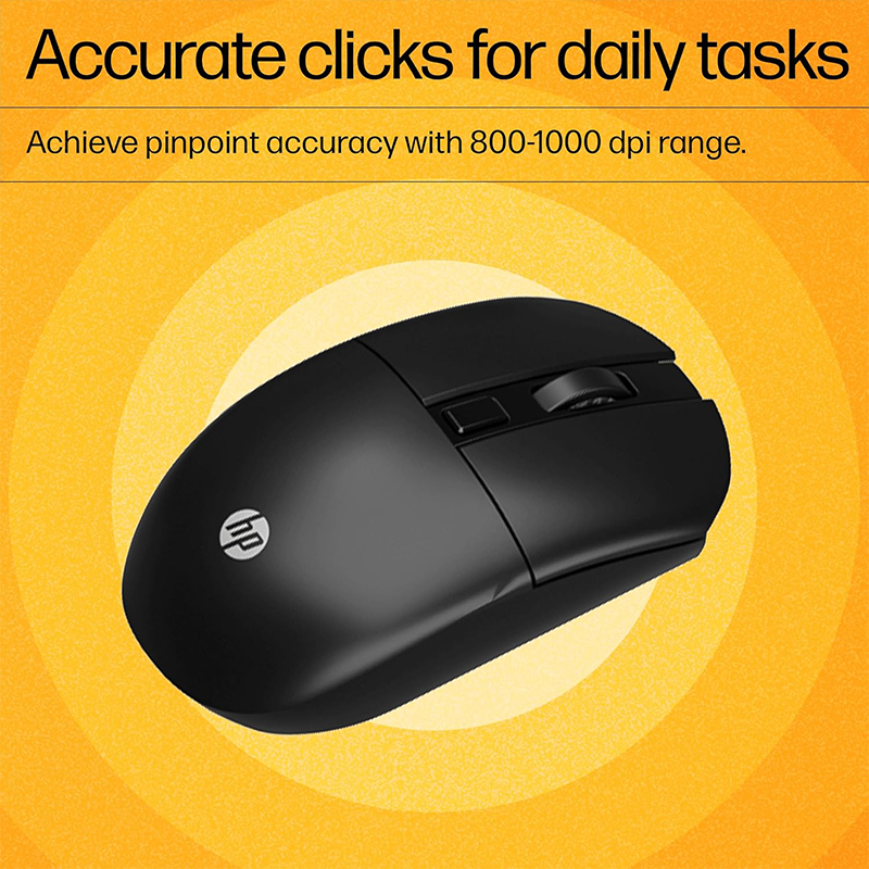 HP KM200 Wireless Keyboard & Mouse Combo | 2.4GHz Wireless | Full-Size Keyboard | Optical Mouse | USB Nano Receiver | Plug & Play | Black