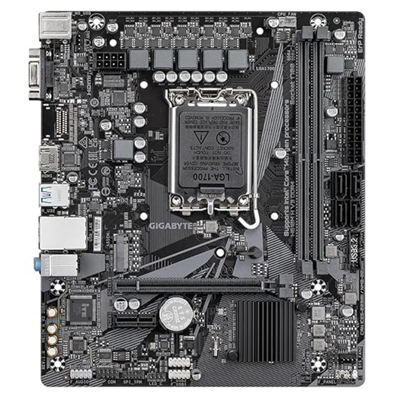 Gigabyte H610M H DDR4 V3 Motherboard | Intel LGA1700 | Supports 12th, 13th & 14th Gen Intel Core Processors | DDR4 Up to 64GB | PCIe 4.0 x16 | M.2 NVMe | HDMI & VGA | Gigabit LAN | Micro-ATX