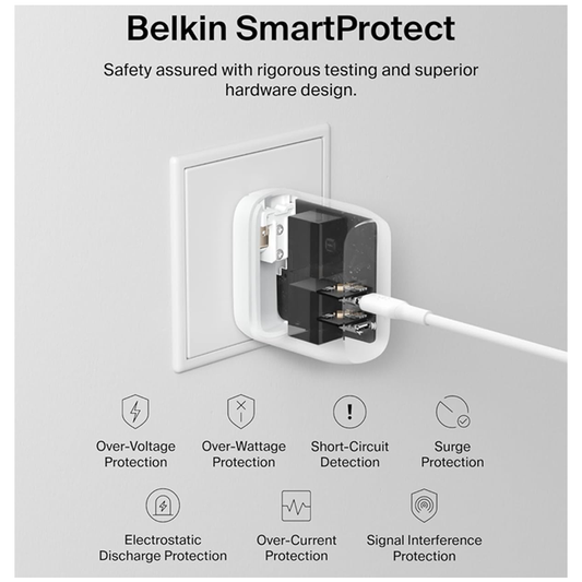 Belkin 40W |20W + 20W| Two Ports USB -C PD Wall Charger | Fast Charging for iPhone 17, Air, Pro, Pro Max, Samsung Galaxy S25, Google Pixel 10, iPad, AirPods | 2 Years Warranty| White