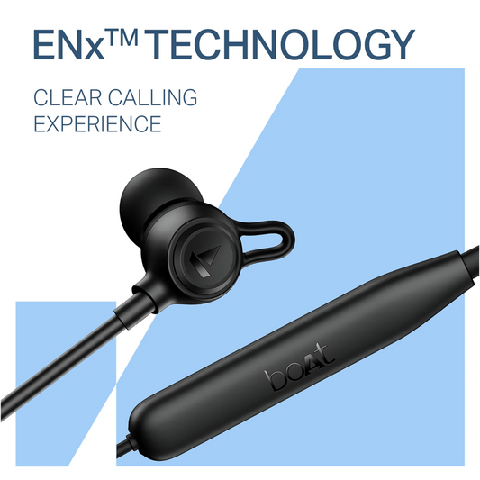 boAt Rockerz 200 Neckband with Environmental Noise Cancellation |IPX5 Water & Sweat Resistant| 60 Hours Playtime| Active Black