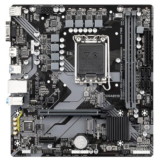 Gigabyte B760M H DDR4 Motherboard | Intel LGA1700 | Supports 12th, 13th & 14th Gen Intel Core Processors | DDR4 Up to 64GB | PCIe 4.0 | M.2 NVMe | HDMI | Gigabit LAN | Micro-ATX