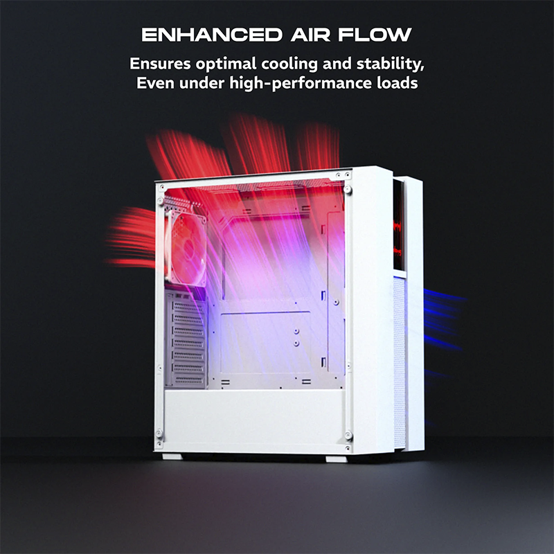 daWg W-V Series 350 Computer Case (White) | Mid Tower PC Cabinet | Micro-ATX & Mini-ITX Compatible | Durable Metal Chassis | Home, Office & Gaming PC Build
