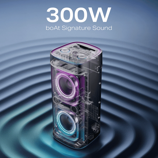 boAt PartyPal 700| 300W Bluetooth party speaker| With W/L Mic| Bluetooth v5.3, AUX, TF Card, and USB| Up to 6 hours of playback| 8000mAh battery