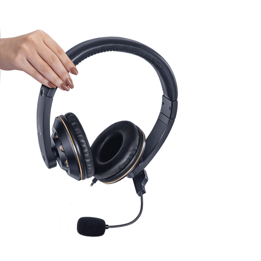 FINGERS USB-Tonic H9 Wired On-Ear Headset with Adjustable Mic| Black| Powerful 40 mm Driver