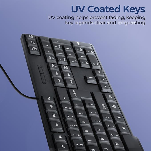 Zebronics Zeb K65 USB Wired Keyboard | Full-Size 104 Keys | USB Plug & Play | Spill-Resistant Design | Comfortable Typing | Windows Compatible