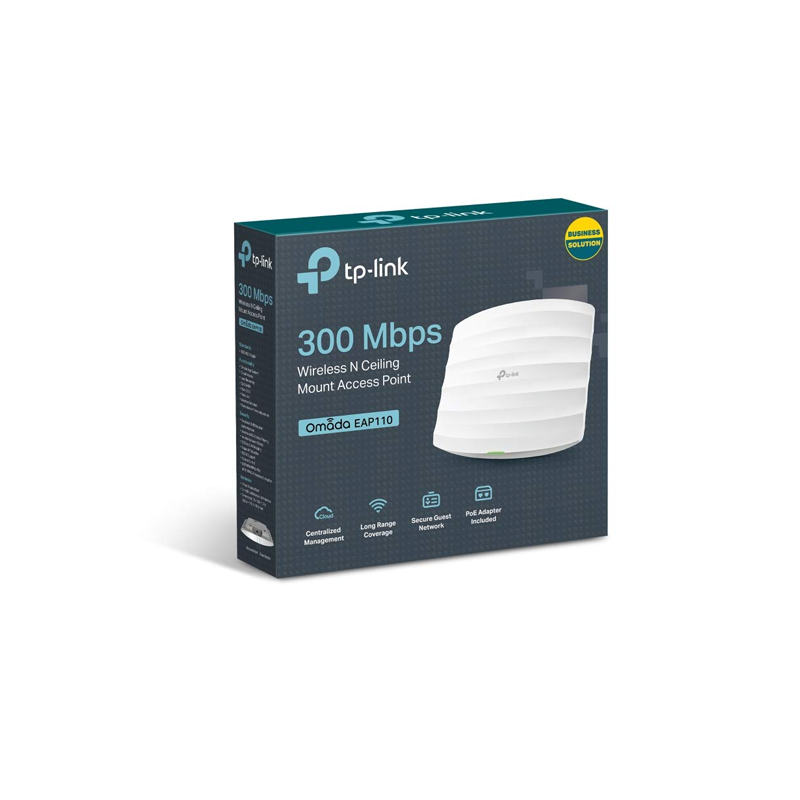 TP-Link 300Mbps Wireless N Ceiling Mount Access Point – Supports Passive PoE, Free PoE Injector, Long Range Coverage, Secure Guest Network, Centralized Management| EAP110