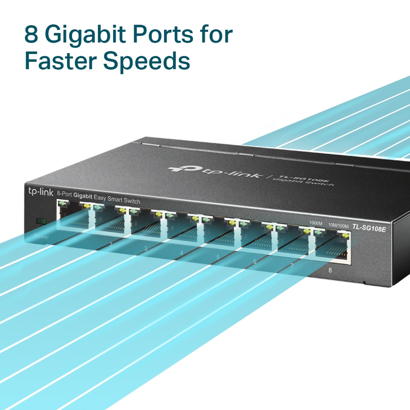TP-Link 8 Port Gigabit Switch | Easy Smart Managed | Plug & Play | Desktop/Wall-Mount | Sturdy Metal w/Shielded Ports | Support QoS, Vlan, IGMP and LAG| TL-SG108E