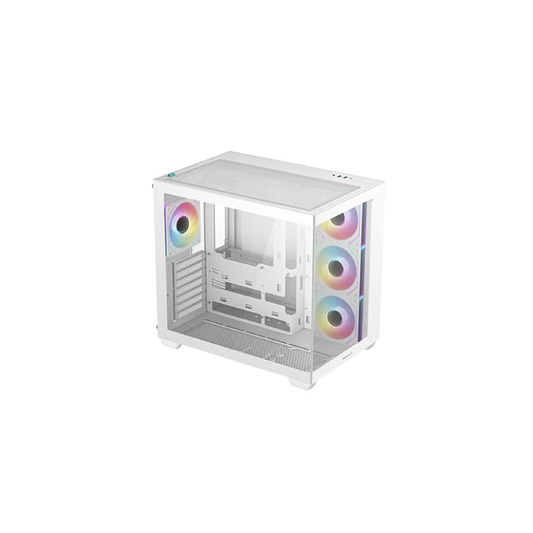 DeepCool CG530 4F White ATX Mid-Tower PC Cabinet with Tempered Glass Panels and 4 ARGB Fans – USB 3.0 & Type-C Ports