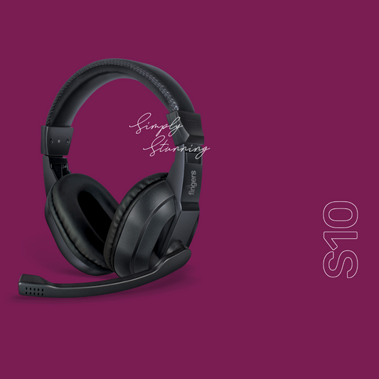 FINGERS S10 Wired Headphone On-Ear with Built-in Adjustable Mic |Crystal Clear Sound| 40 mm Powerful Drivers| Single 3.5 mm Connector for Mobile Phones| Black