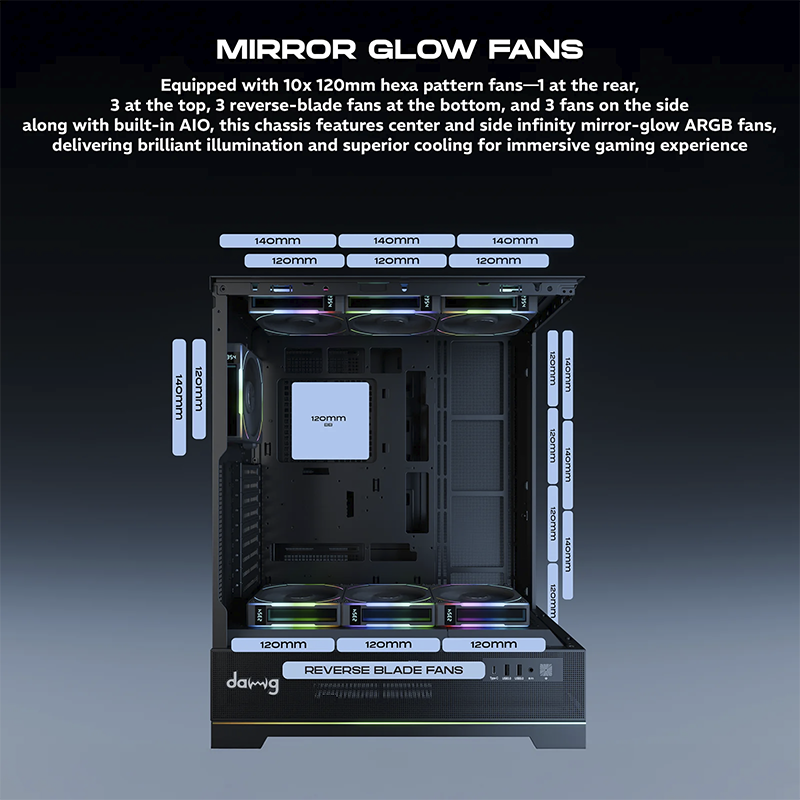 daWg W-Y Series 990 Computer Case (Black) | Mid Tower PC Cabinet | Micro-ATX & Mini-ITX Compatible | Durable Metal Chassis | Home, Office & Gaming PC Build