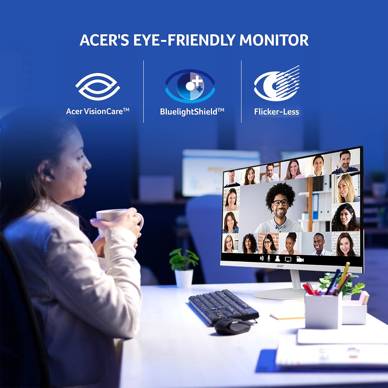 Acer SA222QEJWI 22|Inch Full HD ISMonitor | Ultra|Slim Design 75Hz Refresh Rate Eye|Care Features Wide Viewing Angles Ideal for Home Office and Entertainment