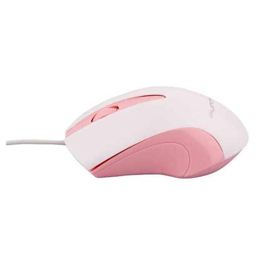 Punta Touch White Pink USB Wired Mouse | 1200 DPI Optical Sensor | Ergonomic Design | Plug & Play | White & Pink