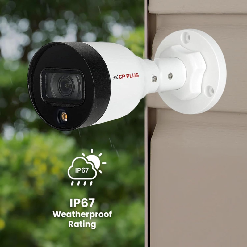 CP PLUS 2MP Full HD IP Outdoor Bullet Camera | STQC Model | Model: CP-UNC-TA21L3C-LQ | Color Night Vision | IR Night Vision | 3.6mm Fixed Lens | Built-in Mic | IP67 Weatherproof