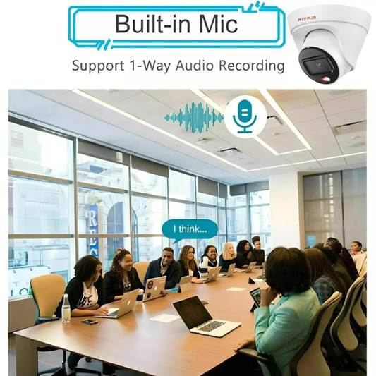 CP Plus 2MP Full HD IP Indoor Dome Camera | STQC Model | CP-UNC-DA21L3C-LQ | Built-in Audio Mic | Color Night Vision | IR Night Vision | 3.6mm Fixed Lens | PoE | Compatible with NVR| White