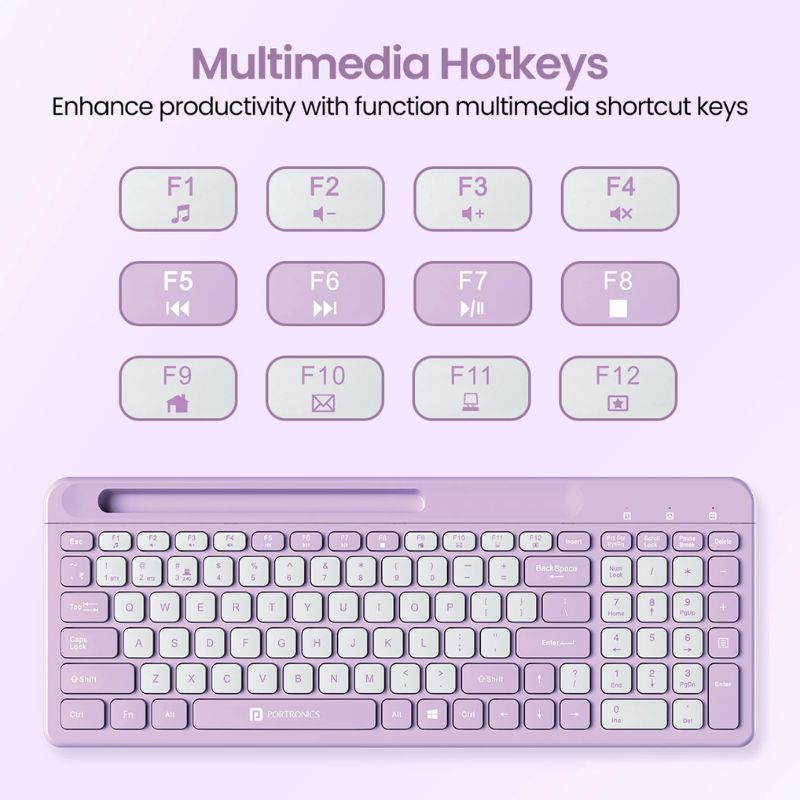 Portronics POR 2200 Wireless Mini Keyboard & Touchpad | Compact 2-in-1 Keyboard with Integrated Touchpad | Dual 2.4 GHz & Bluetooth Connectivity | Rechargeable Battery | Multi-Device Compatible for Windows, Mac & Android
