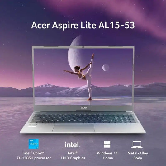 ACER Aspire Lite | Intel Core i3‑1305U | 8GB RAM | 512GB SSD | 15.6″ FHD Display | Windows 11 | 1.59 kg | Silver