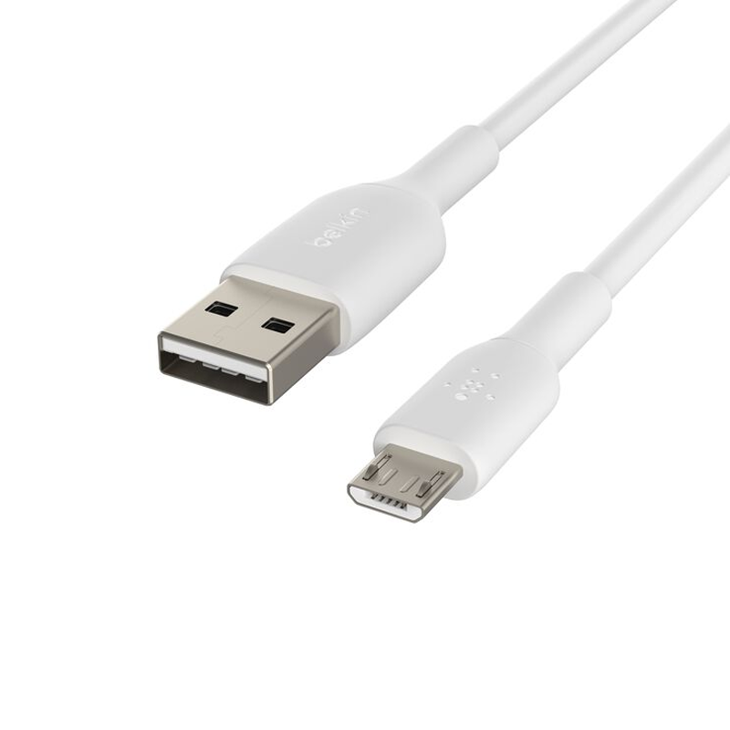 Belkin USB-A to Micro USB Charging Cable for Android Phones and Tablets |3.3 Feet/1 Meter| White| Micro USB, USB| 2 years warranty