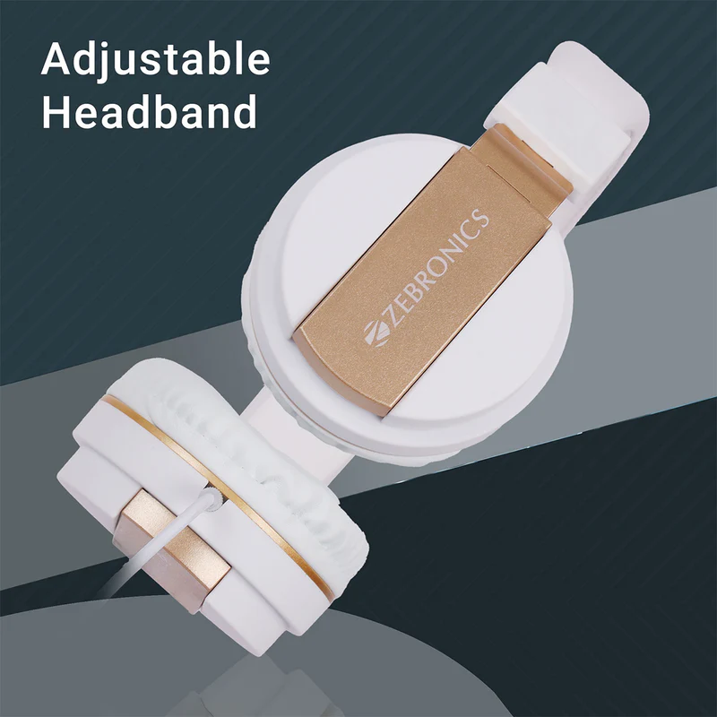 Zebronics Zeb-Storm On Ear Wired Headphone with 3.5mm Jack| Built in Microphone for Calling| 1.5 Meter Cable| Soft Ear Cushion| Adjustable Headband| Foldable Ear Cups and Lightweight Design