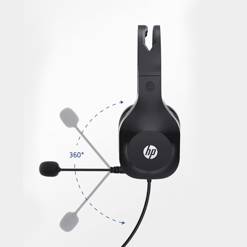 HP H120 Stereo USB Headset| Plug-and-Play USB-A| Built-in Noise-Canceling Mic| Adjustable Head Strap| Padded On Ear Cushions| 360-Degree Bendable Mic| 1-Year Limited Warranty| Black| 9Z4V9AA