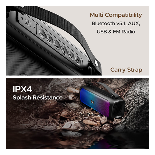 boAt Stone 580 Bluetooth Speaker with 12W RMS Stereo Sound| LED Lights| up to 8 HRS Playtime| TWS Feature| FM Radio| Multi-Compatibility Mode| IPX4