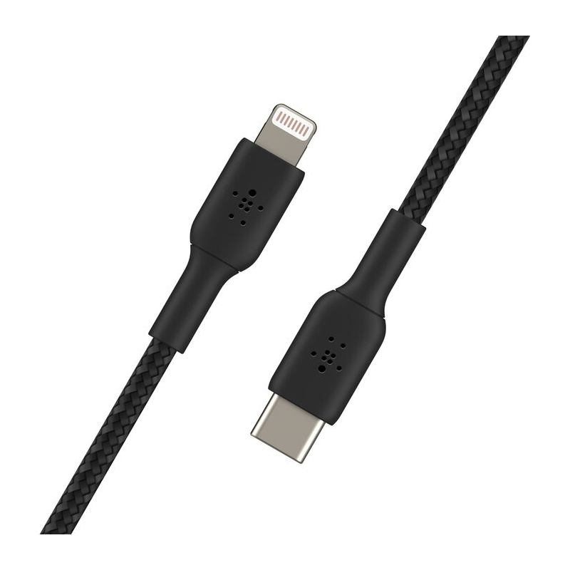 Belkin Braided USB-C to Lightning Cable| 3.3ft| Black| Supports fast charging| Tested to withstand 30,000 bends for ultimate longevity| 2 years warranty