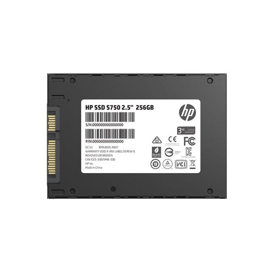 HP S750 2.5" 256GB SATA SSD | High-Speed Solid State Drive | Fast Boot & Load Performance | Reliable Data Storage Solution | Durable 2.5-Inch Internal SSD | Upgrade for Laptop & PC