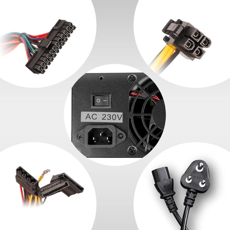 Zebronics ZEB-450W Black Gold 450W ATX Power Supply – High-Performance Desktop SMPS with 80mm Cooling Fan| Multiple SATA & Molex Connectors|Durable Metal Body and Stable Power Delivery